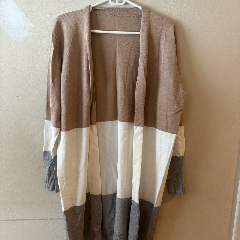 Color Block Open Cardigan
